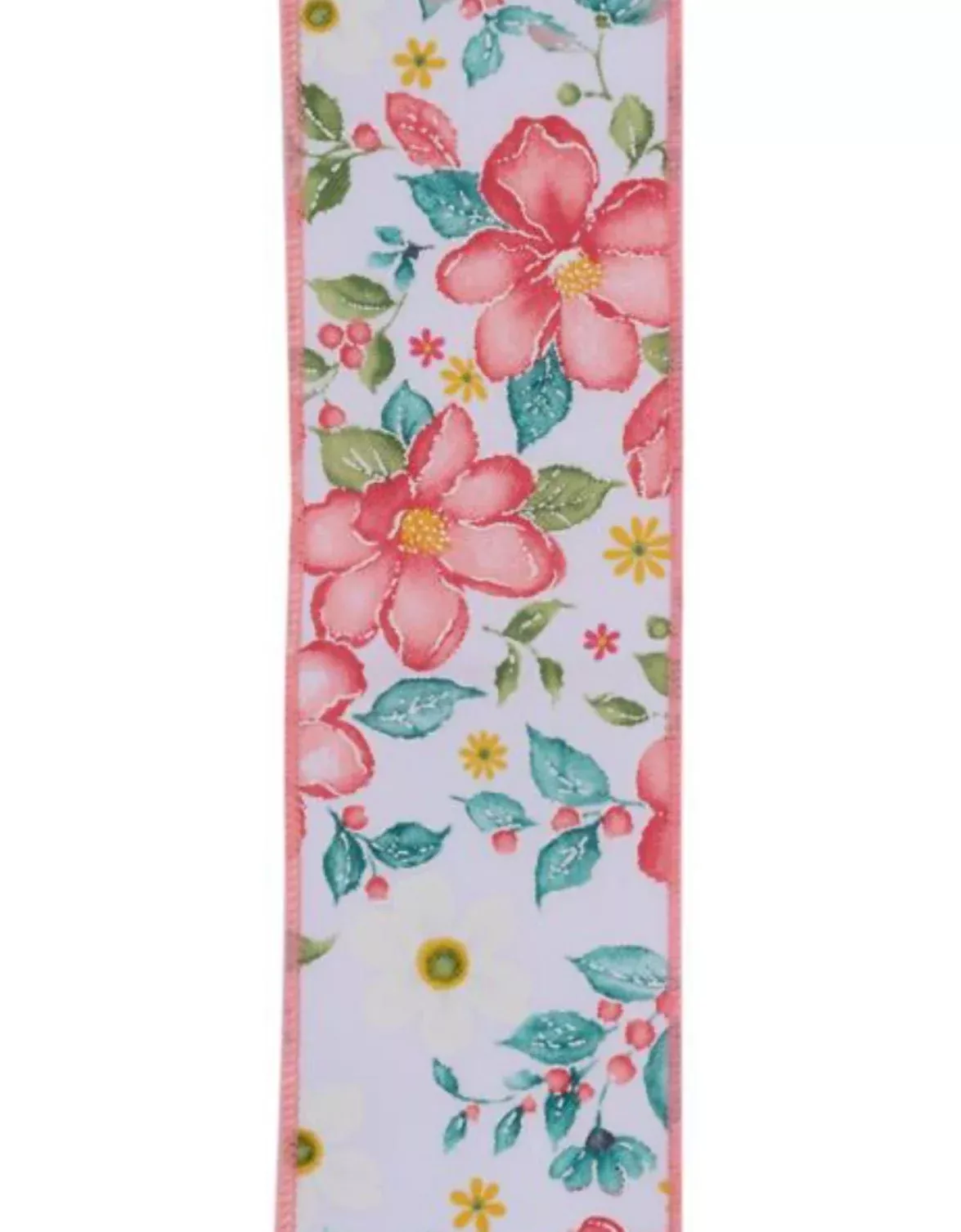Watercolor flowers wired ribbon 2.5”