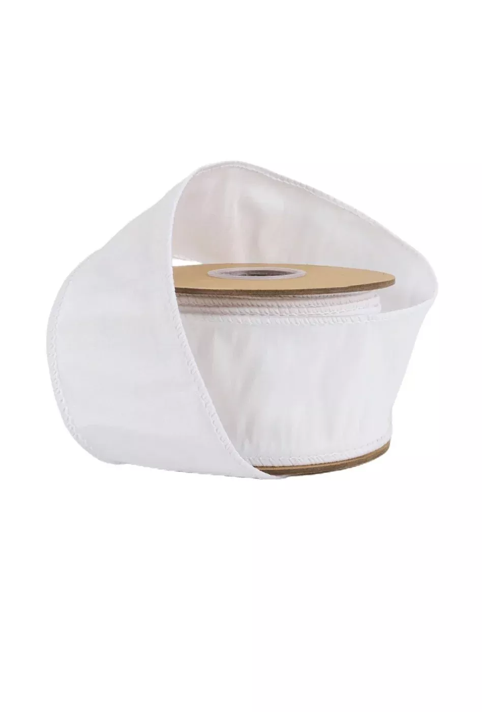 White Dupioni Wired Ribbon 2.5"