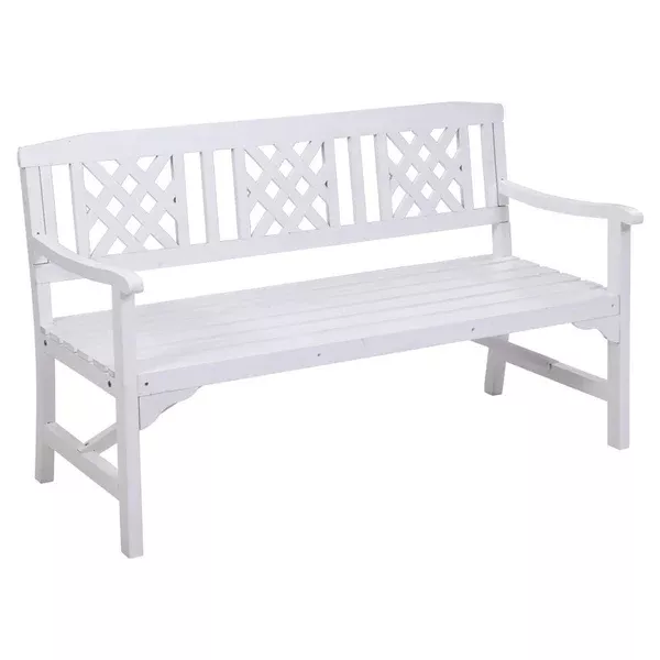 White Timber Wooden Garden Bench Seat