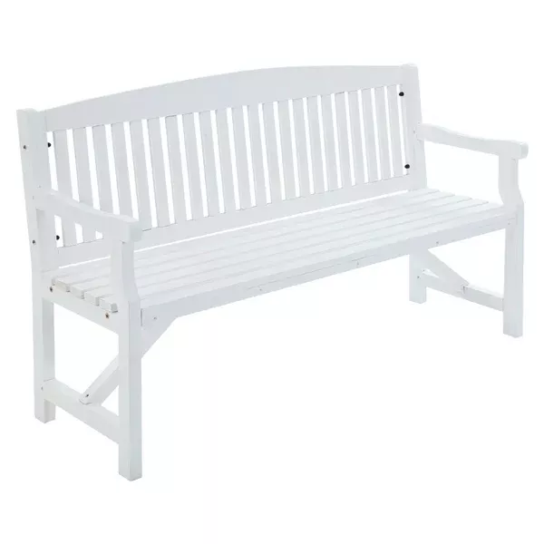 White Wooden Garden Bench / Garden Chair - 3 Seater