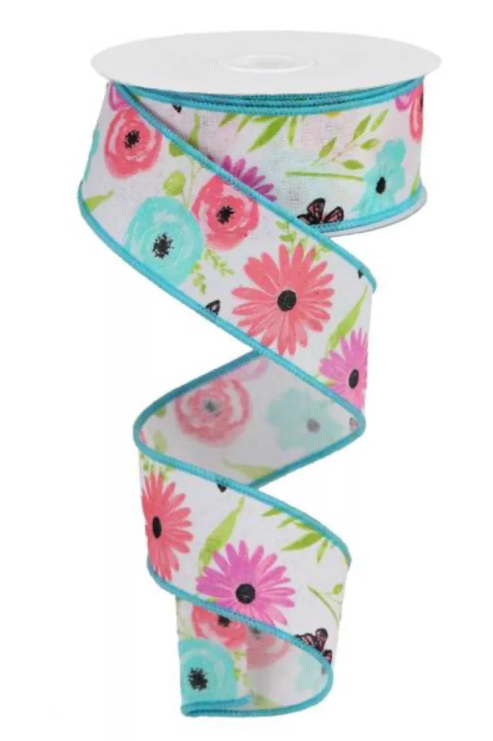 wildflowers floral wired ribbon, 1.5"