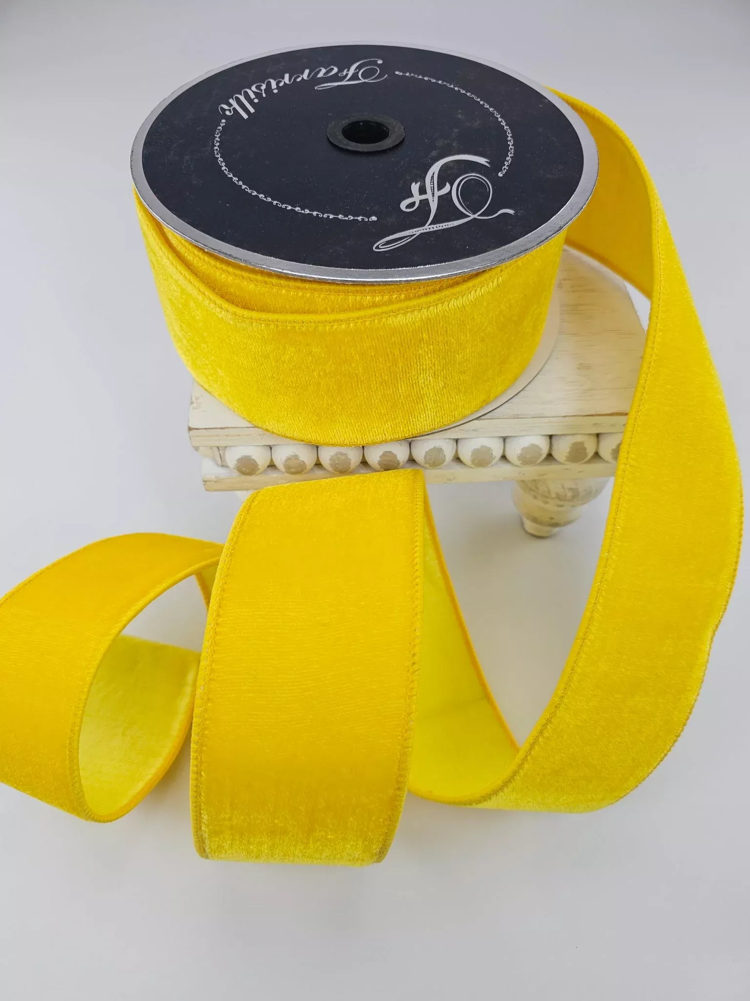 Yellow Velvet Luster Farrisilk Wired Ribbon - 2.5"